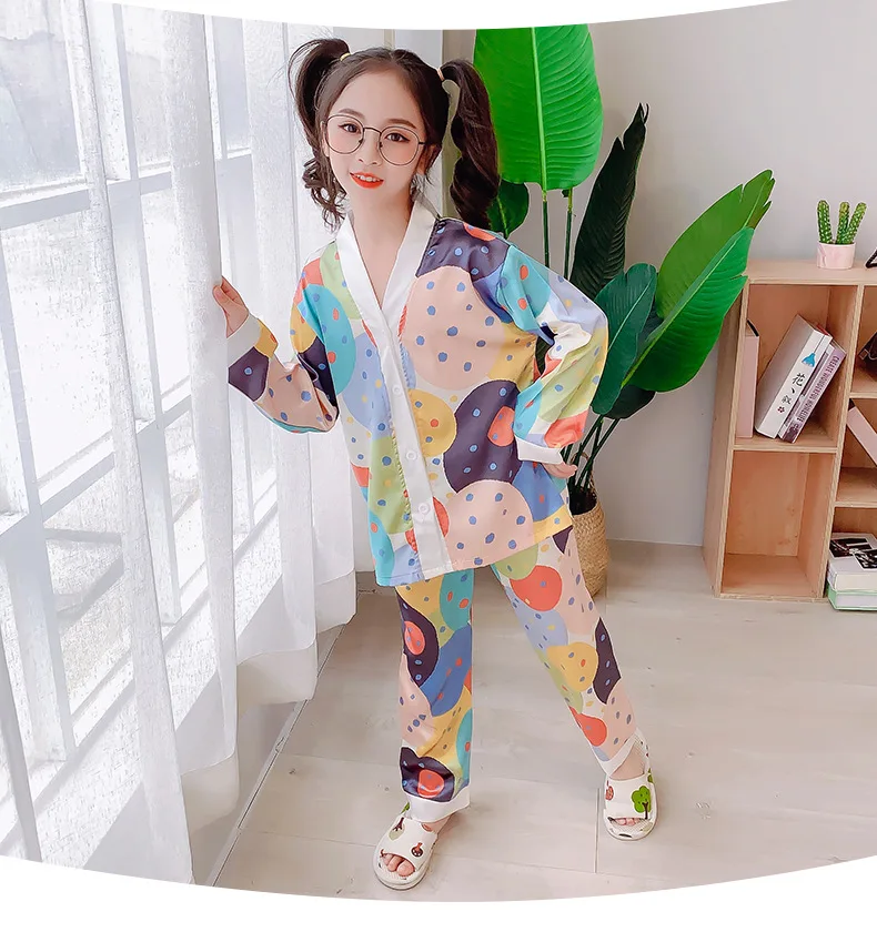 Children's Pajamas Spring Girls Home Wear Clothes Cute Cartoon Long Sleeved Boys Pajamas 3-15Y Kids Sleepwear Clothes Set designer pajama sets