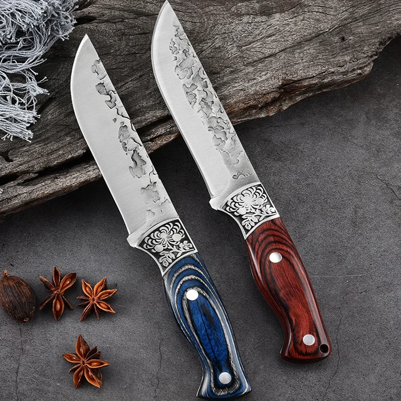 Meat Cleaver Kitchen Knife Forged Cleaver Kitchen Chef Knife Stainless Steel Hand Meat Knife Fruit Paring Fishing Portable BBQ Butcher Boning Cover