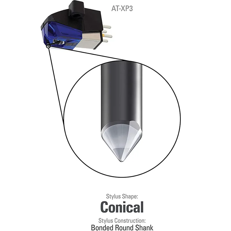 오디오 테크니카 XP3 이동 자석 DJ 스테레오 카트리지 스타일러스 LP 비닐 레코드 플레이어 턴테이블 축음기 Hi-Fi 액세서리