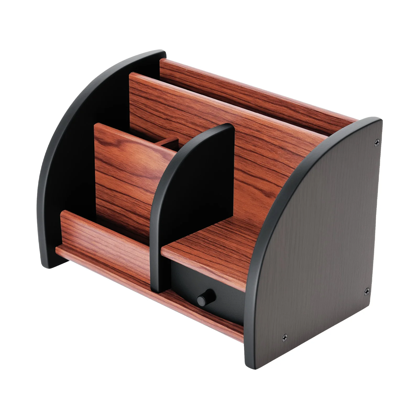 Wunderschöner, exquisiter Stifthalter mit Holzmaserung, 5 Fächern unterschiedlicher Größe und einer Schublade für Arbeitszimmer, Schlafzimmer, Büro – Detail 4