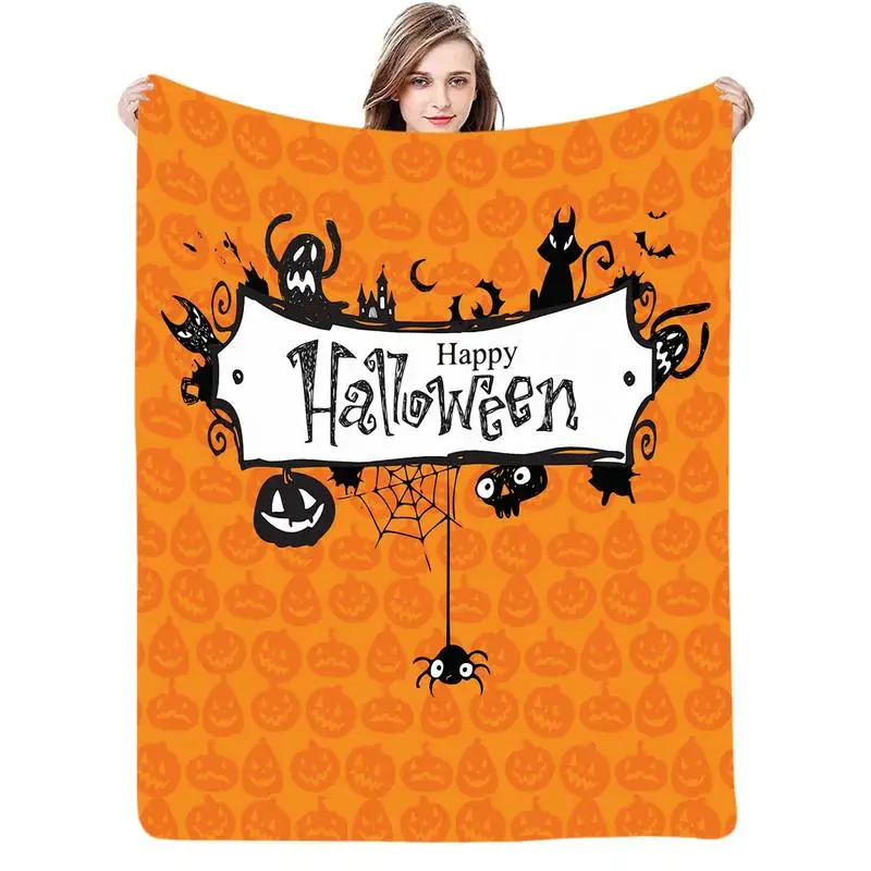 

Halloween Blankets Spooky Flannel Throw Blanket With Cute Witch Spider And Pumpkin Patterns Air Conditioning Quilt Horror Fans