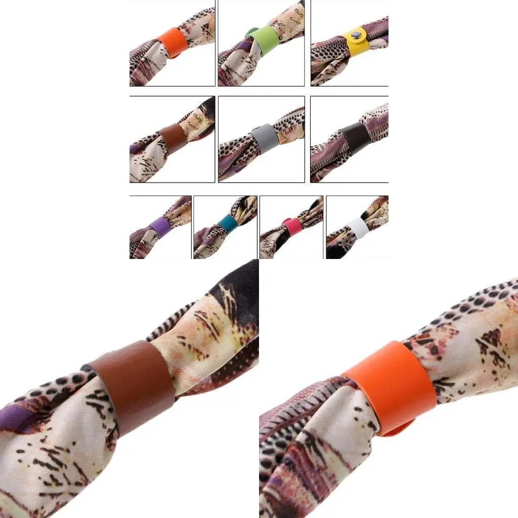 여성을위한 10Pcs 우아한 가죽 스카프 버클 실크 반지 클립 홀더 숙녀 선물