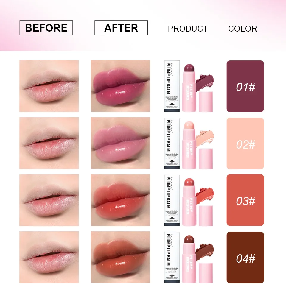 2Pcs Instantly Plump Lip Balm Extreme Lip Plumper Fuller Lipstick Increase Lip Reduce Fine Lines Volumizing Lips Makeup