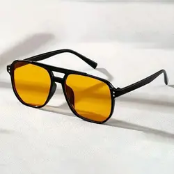 Vintage - Inspired Unisex Sunglasses with Amber Lenses and UV400 Protection (YELLOW)