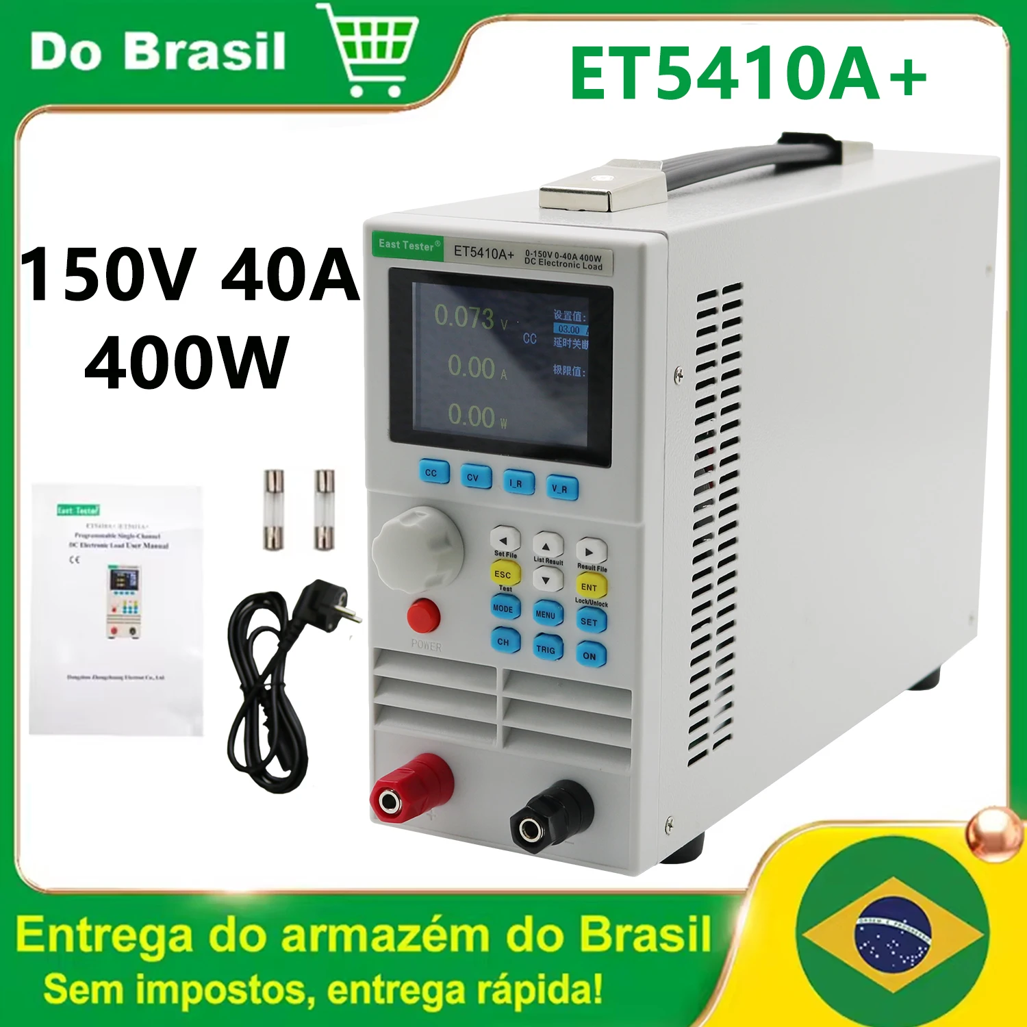 Probador de capacidad de batería de carga CC programable ET5410A + 150V/40A/400W Software de interfaz RS485 carga electrónica envío desde Brasil