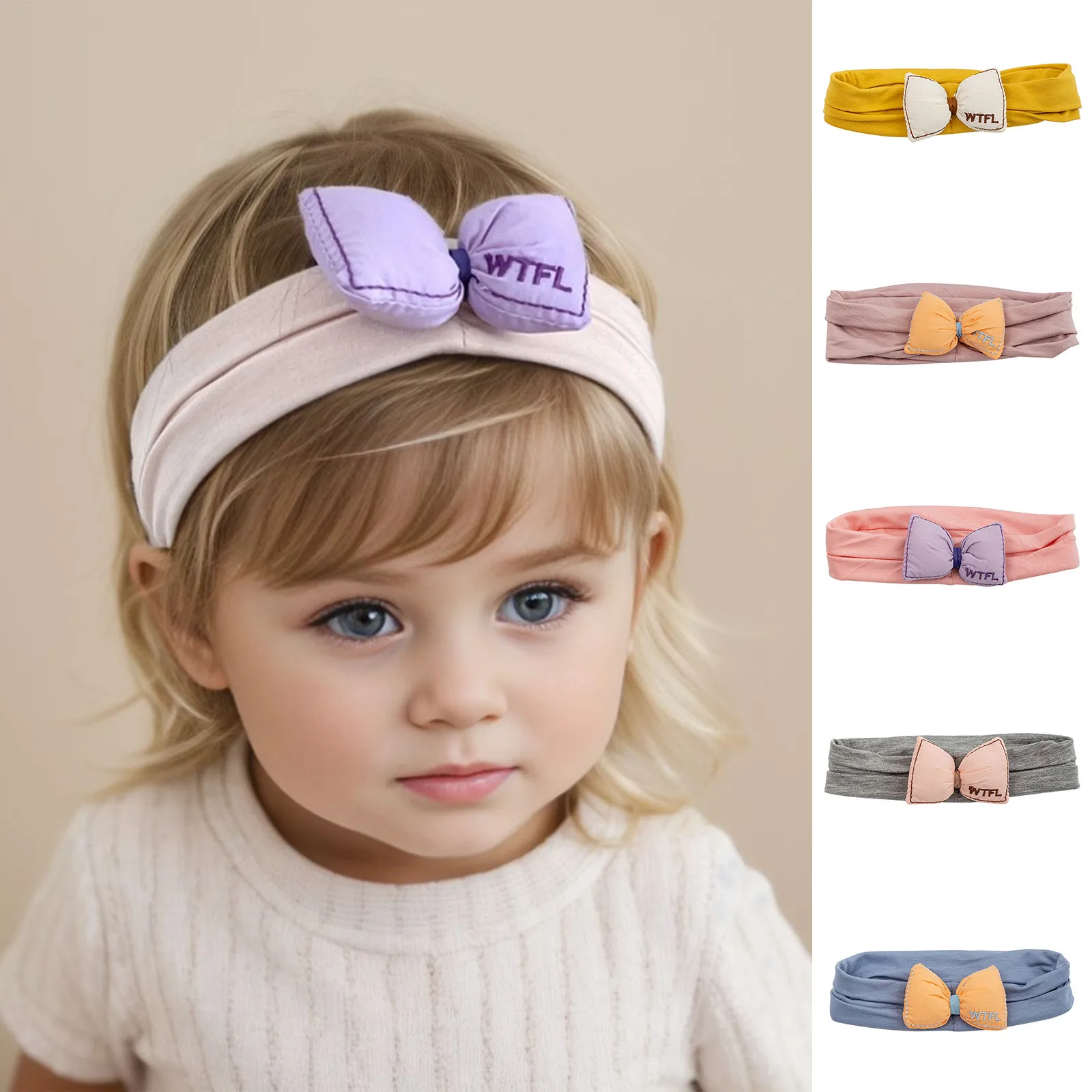 

Toddler Infant Kids Boys Girls Cute Bowknot 1Pair Accessories Pretty Hair Accessories Stretch Hairband Girls Large Headbands