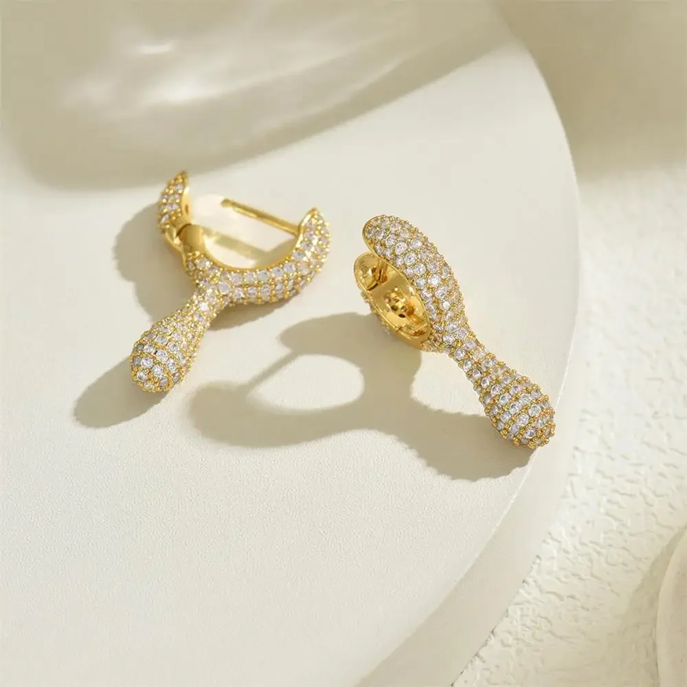 Waterproof Dripping Earrings for Women Full CZ Zircon Women's Teardrop Ear Hoop Huggie Earring Sparkling Rhinestone Chic Jewelry