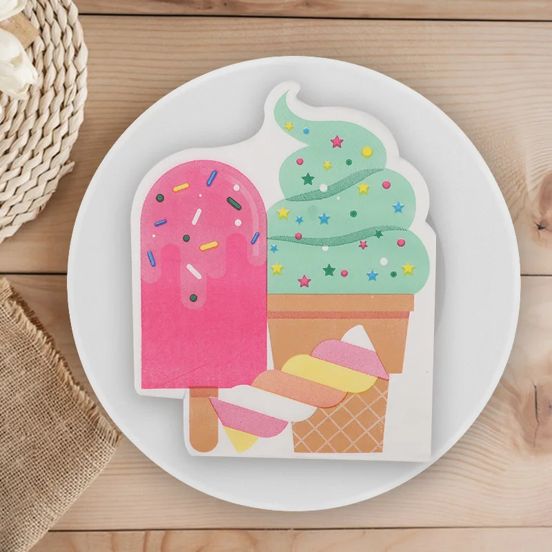 20Pcs Coconut Ice Cream Paper Napkins Hawaiian Party Disposable Tissues Summer Tropical Birthday Decor Beach Wedding Supplies