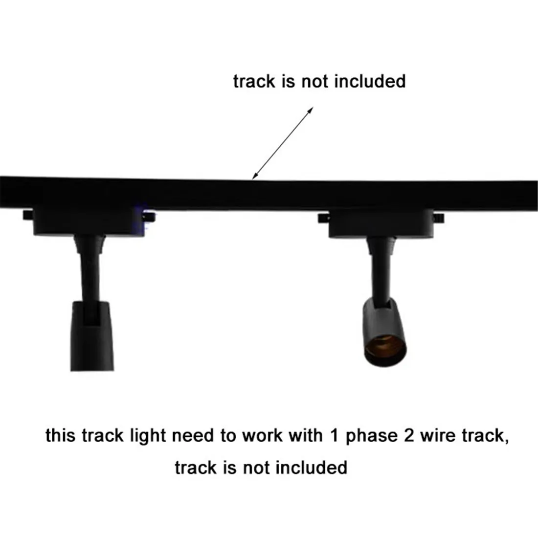 1/5/10/20pcs Lot Adjustable Mini E27 track light,Black White 1 Phase 2 Wire Simple Bulb Changeable E26 Plastic Rail Lighting 6