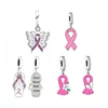 Fit Original Pan Charms Bracelet 925 Silver You Will Not Walk Alone Pink Ribbon Breast Cancer Flip Flop Bead For Making Berloque 1