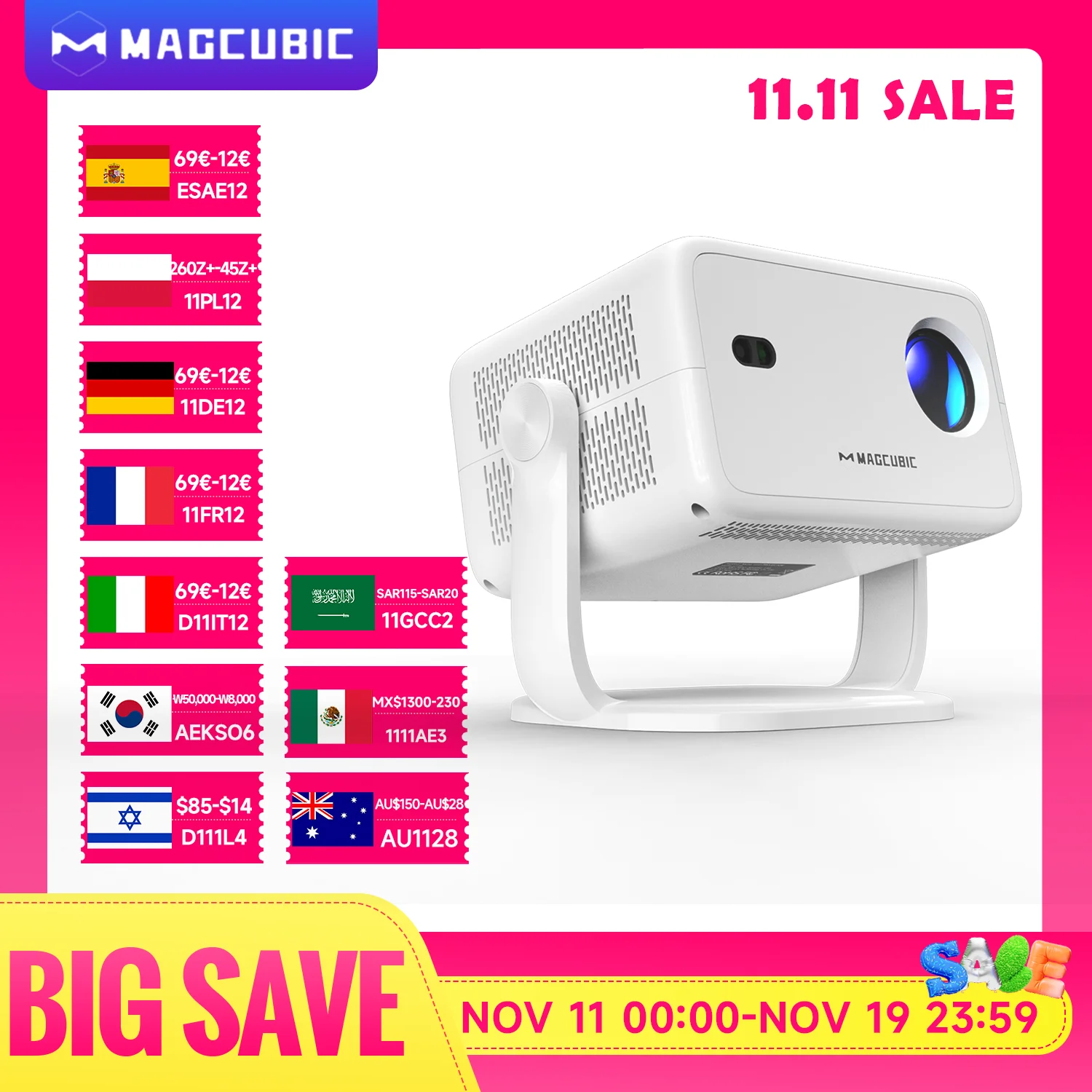 Magcubic L018 4K Projector - 650 ANSI Lumens Native 1080P with Auto Focus, Auto Keystone, 360° Rotation, Android 11, WiFi 6, Bluetooth 5.2 1