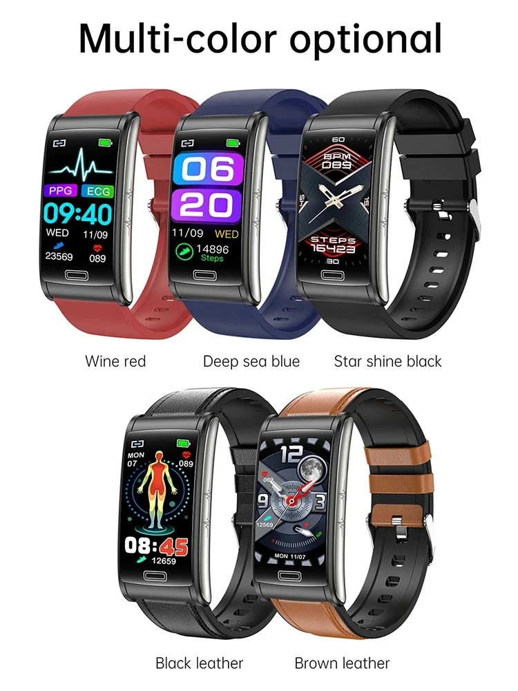 2023 New E600 Blood Oxygen Blood Glucose Health Watch ECG+PPG 24 Hour