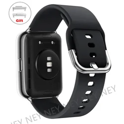 Waterproof Silicone Smartwatch Band Replacement Wristband Bracelet for huawei fit 2 (Black S 01)