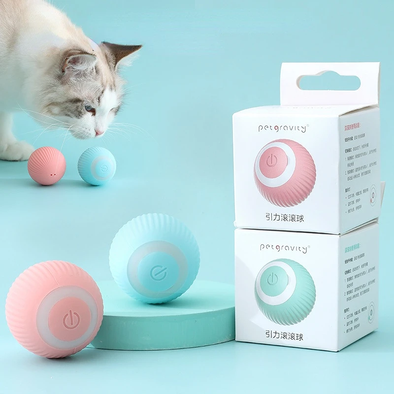 Cat Interactive Ball Smart Cat Toys Electronic Interactive Cat Toy Indoor Automatic Rolling Magic Ball Cat Game Accessories automatic smart cat toys usb rechargeable magic rolle ball interactive toys led self rotating ball with catnip bell for cat dog