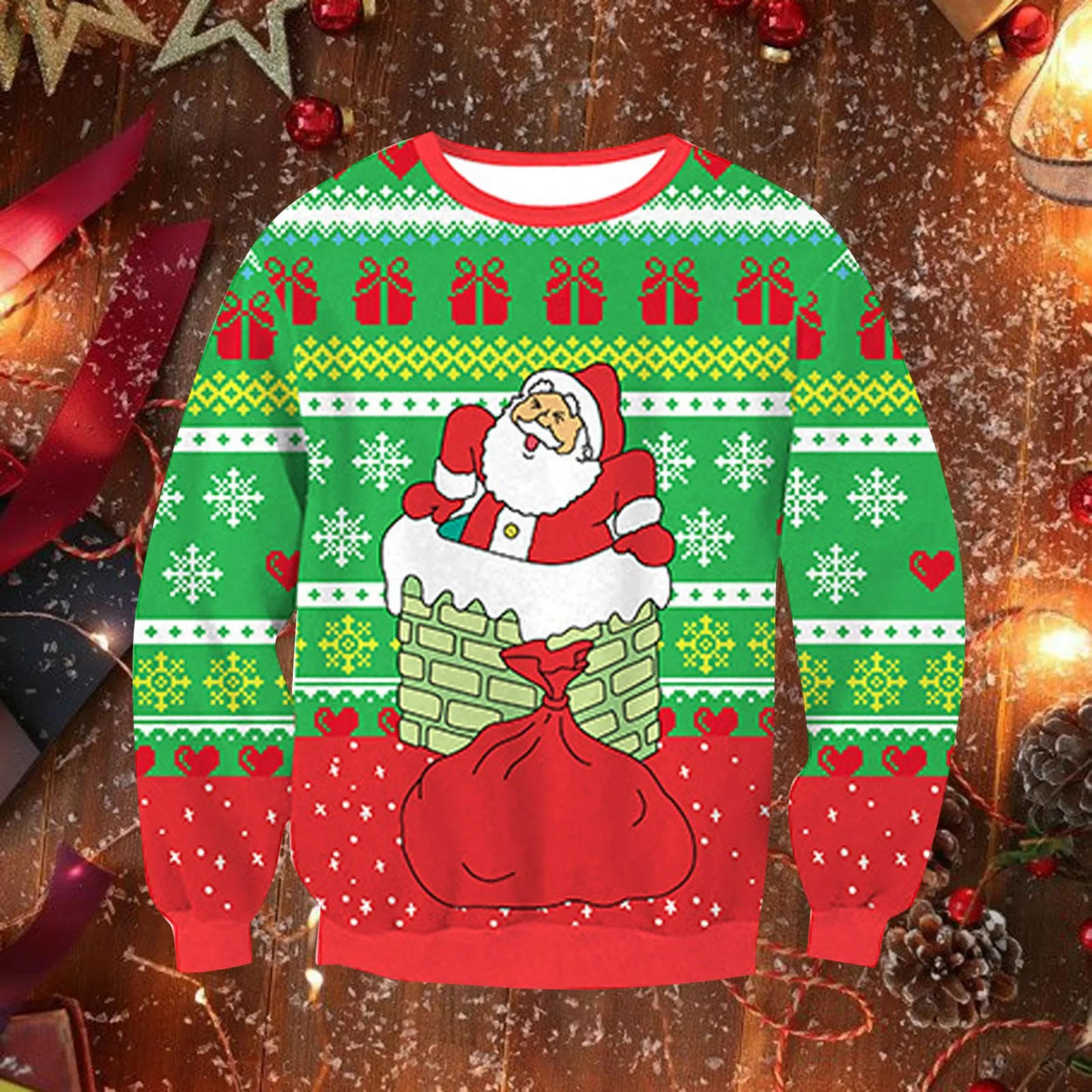 

Men's Christmas Pullovers sweatshirt Navidad 3d-Printed Santa-Claus Jumper funny Ugly Casual hoody Themed Pullover sudaderas