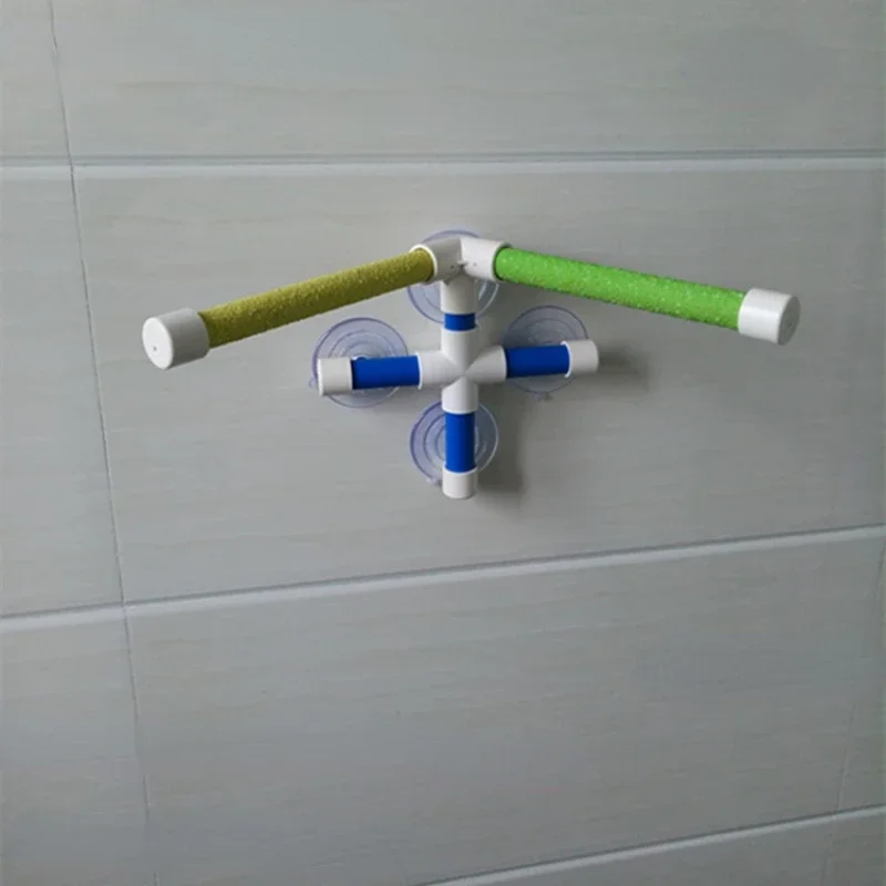 Suction Cups Pet Birds Parrots Bathing Shower Standing Platform Bar Dual Stick Paw Grinding Bracket Station Interesting Perches 2