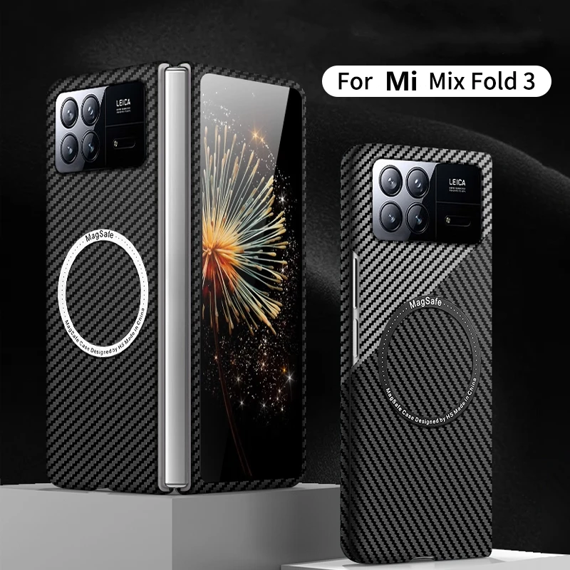 

Carbon Fiber Texture For Magsafe Magnetic Wireless Charge Case ForXiaomi Mix Fold 3 Shockproof Cover hard cases