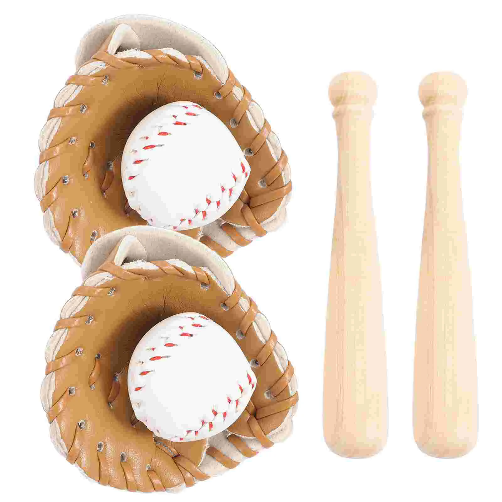 Dollhouse Accessories Miniatures Sports Baseball Bat Glove Ball Set Mini Dollhouse Kitchen Fairy Garden Cake Topper