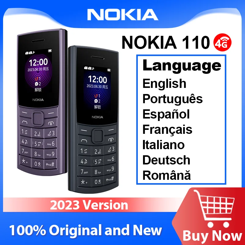 

2023 New and Original Nokia 110 4G Feature Phone 1450mAh Dual SIM Card 1.8 Inch Bluetooth 5.0 Wireless FM Radio Torch