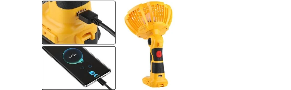 Cordless Fan for Dewalt 20V Battery Portable Camping Fan 3300RPM with LED Light