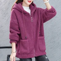 Plus Size Long Sleeve Jacket Women's Autumn Winter Style Outerwear Lamb Velvet Sweatshirt High End Korean Version Spring Fall