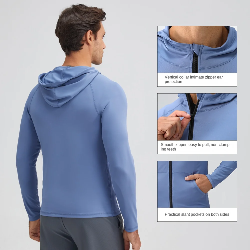 Men's clothing sports with zipper stand up collar fitness suit long sleeved quick drying running fitness training Men's jacket