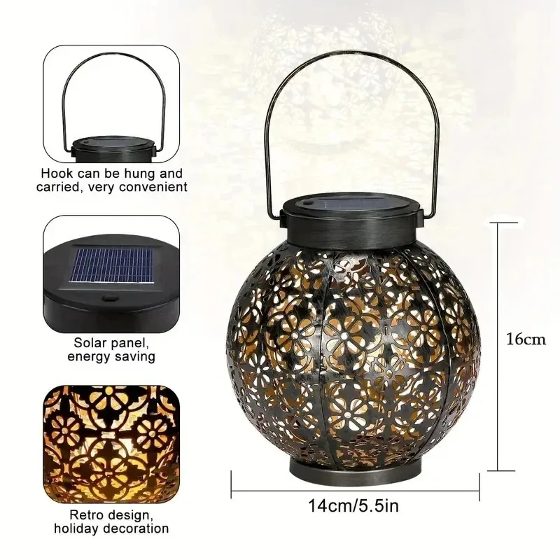 Solar Powered Metal Garden Lights Outdoor Waterproof Lantern