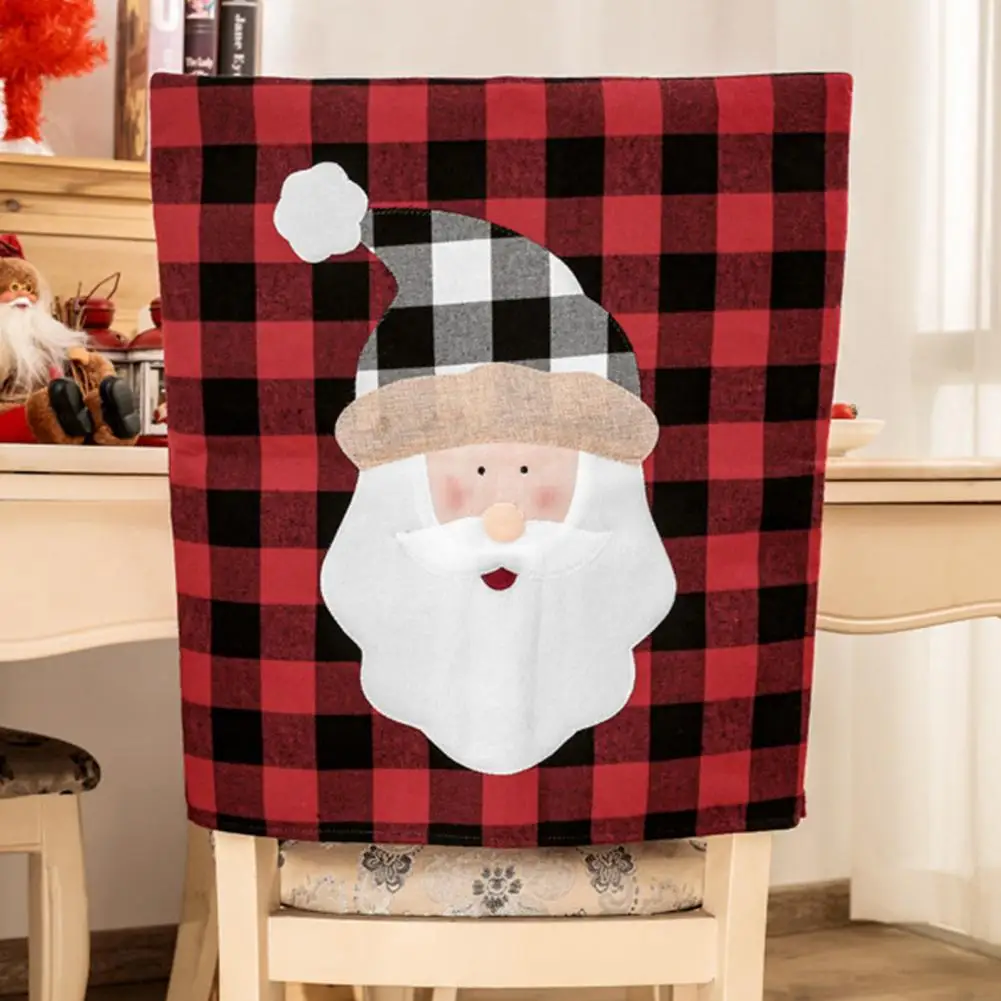 

Holiday Chair Cover Christmas Chair Cover Festive Plaid Chair Covers Snowman Santa Fabric Slipcovers for Xmas for Christmas