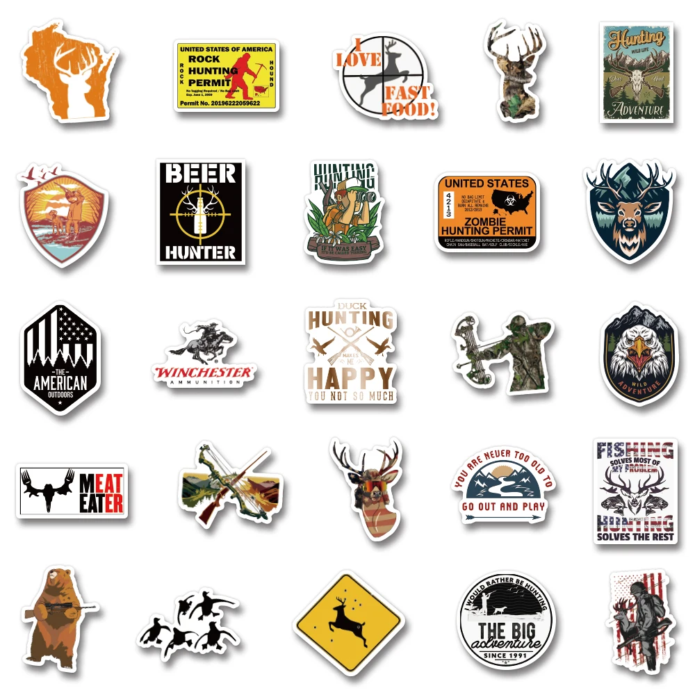 Go Hunting Graffiti Stickers For Laptop Motorcycle Skateboard Guitar Scrapbook Outdoor Waterproof DIY Decal Decor 50 PCS