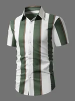 Shirt 3D Printed Striped Plaid Pattern Daily Commute Wear With Men Women Stylish Personality Lapel Button-up Short-sleeved Shirt 1