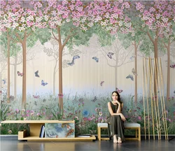 papel de paredcustom American flower 3d wallpaper butterfly net red living room TV background mural wallpapers for wall painting