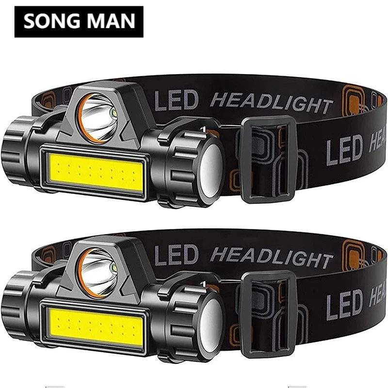 LED USB Rechargeable COB Headlamp Strong Powerful Headlight