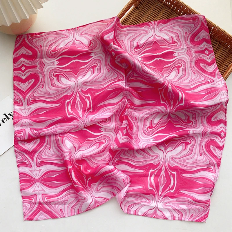 Summer Bright Color Oil Painting Lemon Print 53CM Small Square Women Satin Silk Neck Tie Scarfs Soft Neat Ladies Neckerchiefs 3
