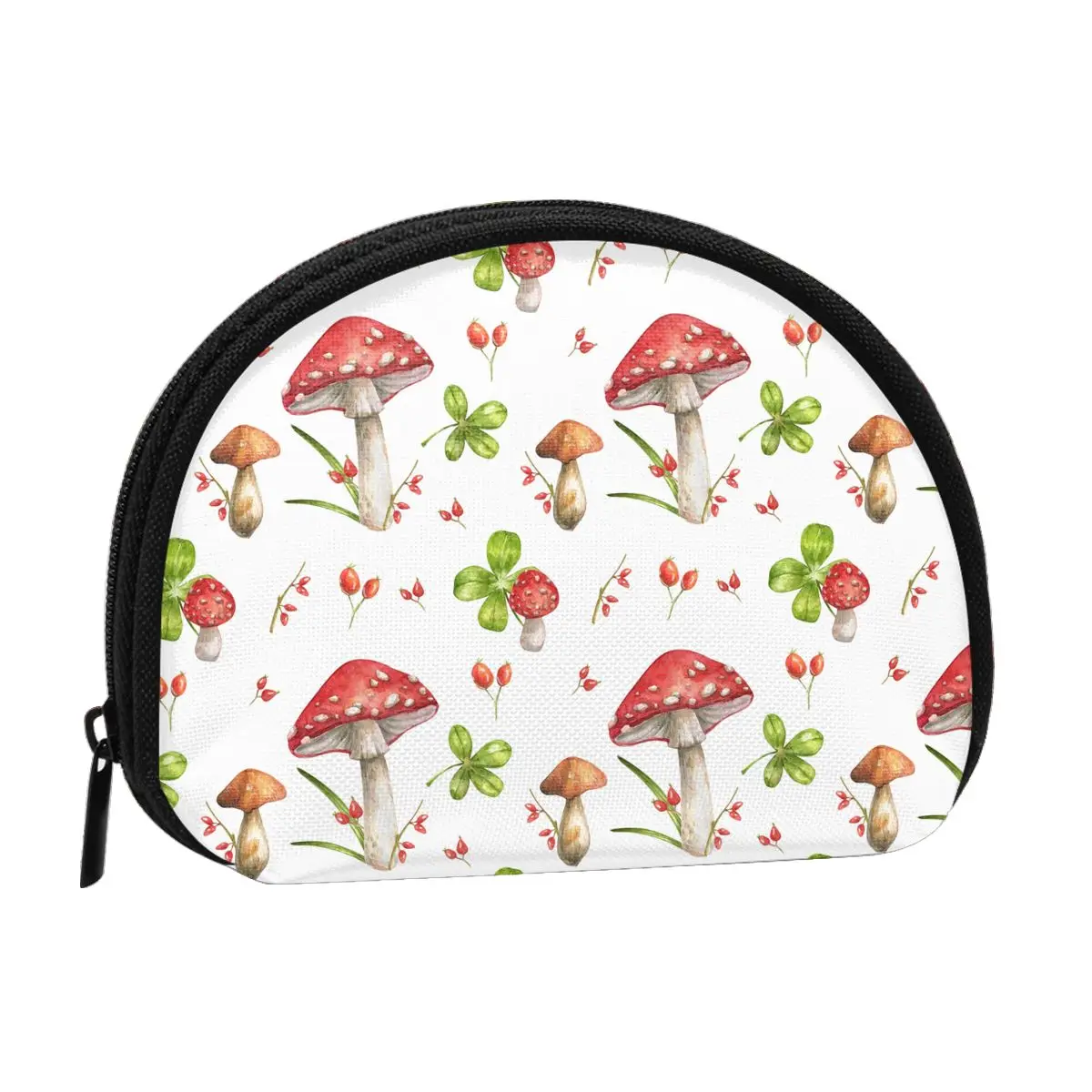 

Mushrooms 3D Printing Coin Purse Ladies Shopping Portable Silver Coin Bag Travel Mini Credit Card ID Card Bag Gift