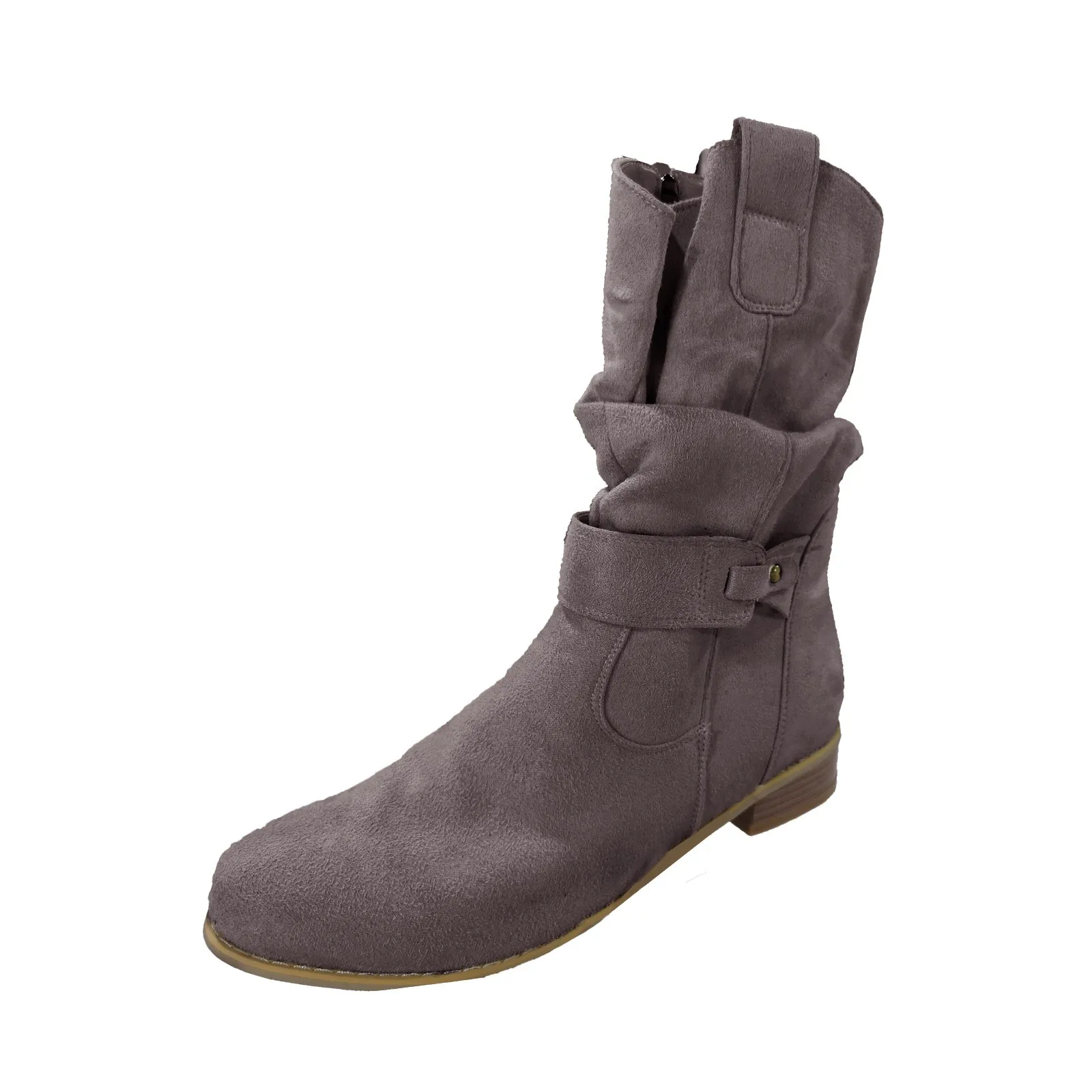 Frauen Stiefeletten Winter Mode Niedrigen Ferse Wildleder Weibliche Schuhe Klassische Braun Schwarz Leichte, Weiche Bequeme Plataforma Mujer – Detail 4