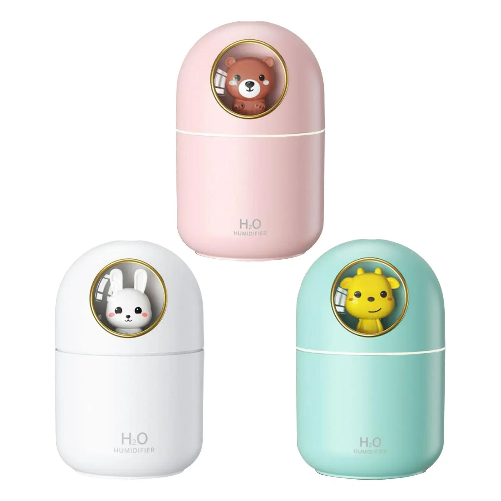 귀여운 공기 가습기 자동 차단 무소음 LED 야간 조명 침실 사무실용 쿨 미스트 디퓨저 USB