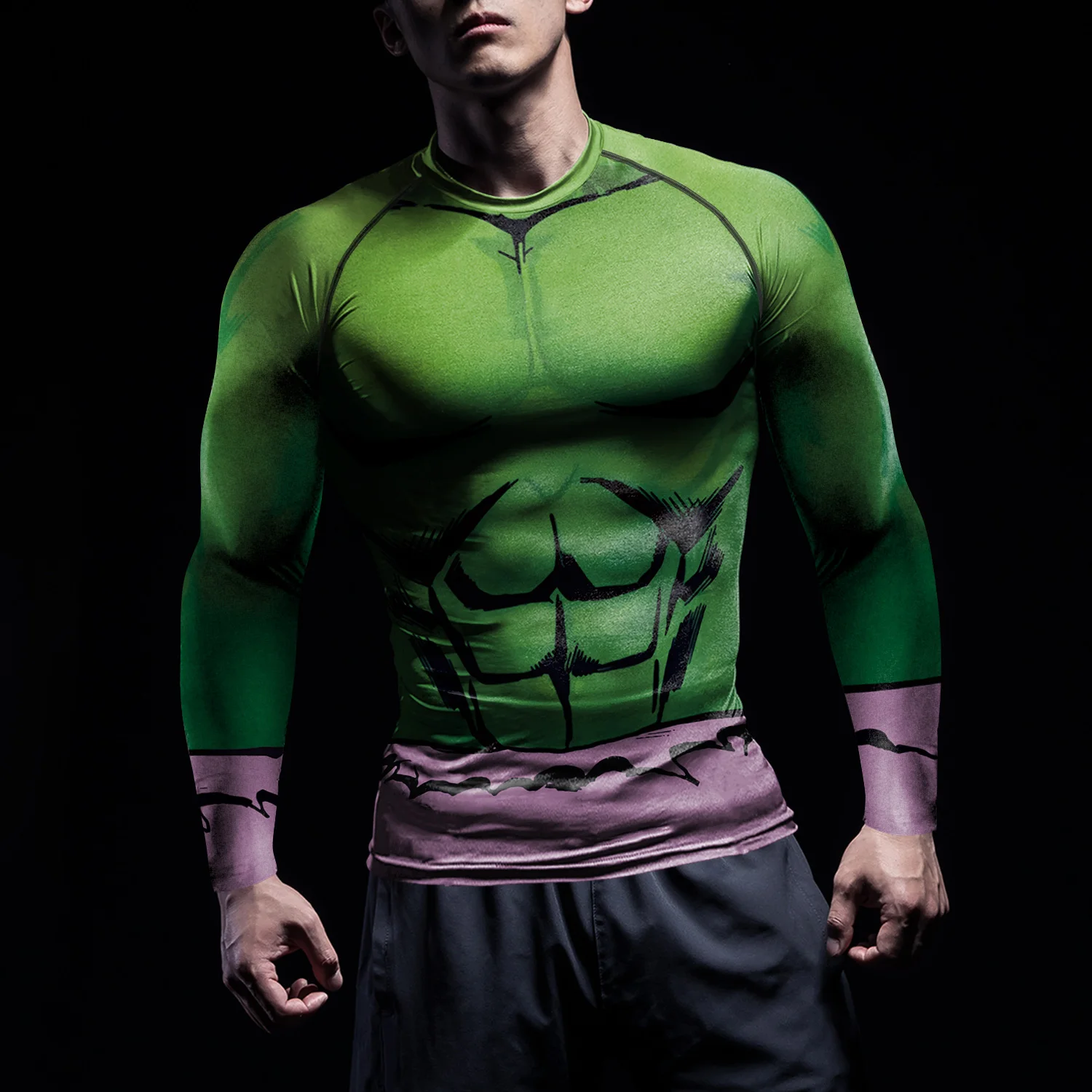Nadanbao Swimming Men's Rash Guard Workout Tee Man Cosplay Superhero Long Sleeve Swimsuit Fitness Sports Compression Shirt Tops