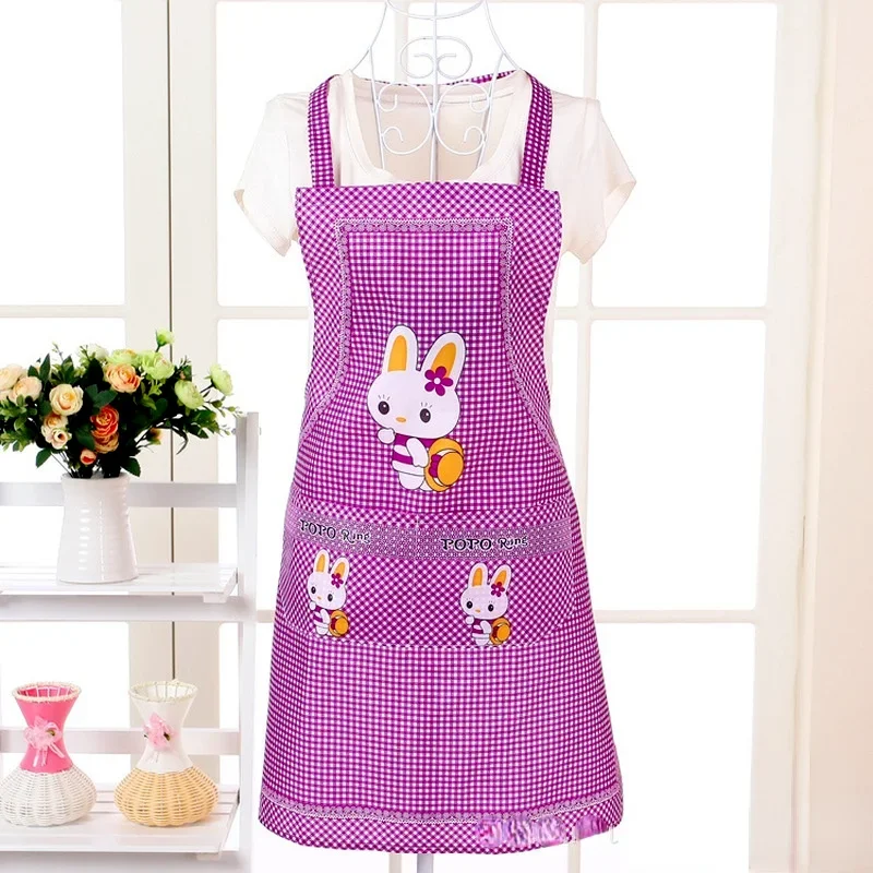 Cartoon Apron Rabbit Sleeveless Double Pocket Household Cleaning Aprons Kitchen Supplies for Adults Lady Women Cloth Protect