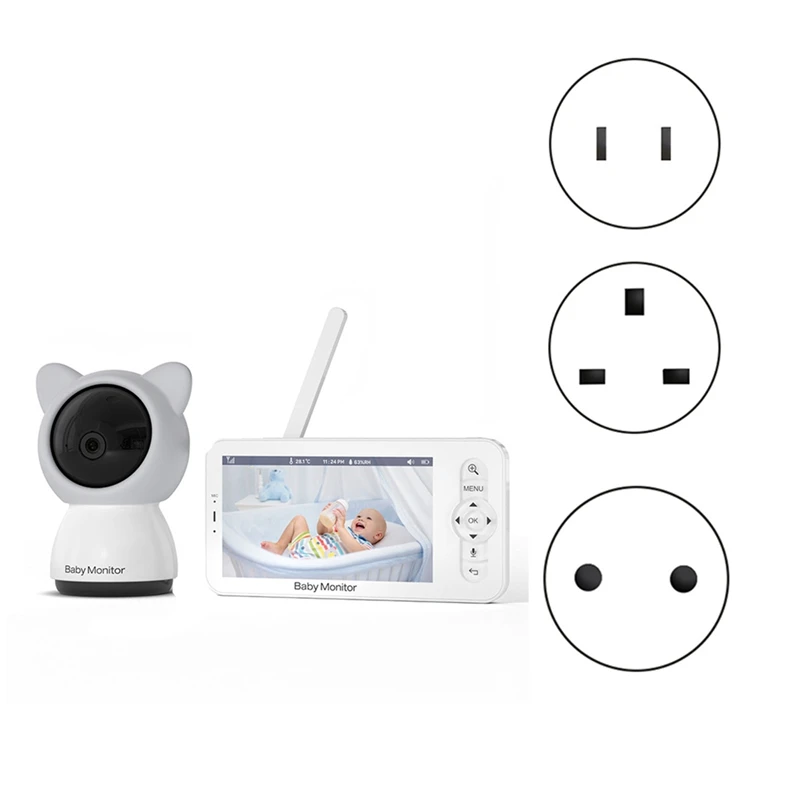

HD Wi-Fi радионяня с приложением, 5-дюймовая 1080P зум детская камера, ночное видение, 2-сторонний разговор, аккумулятор 3000 мАч, футов