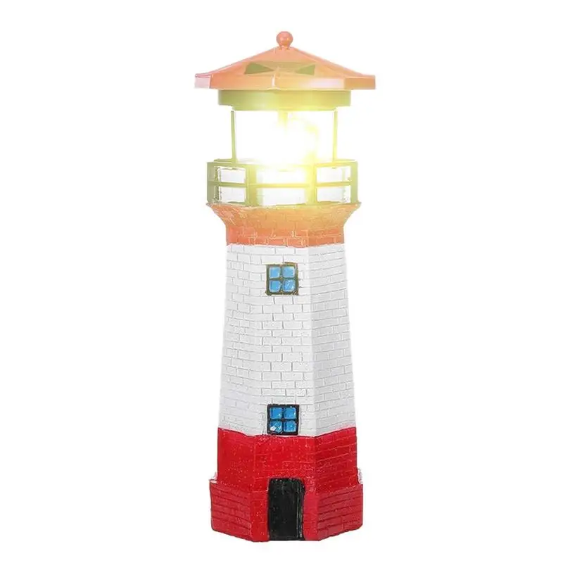 

Lighthouse Statue Shape Solar LED Light Rotating Outdoor Garden Lamp Waterproof Guide Light Landscape Decoration