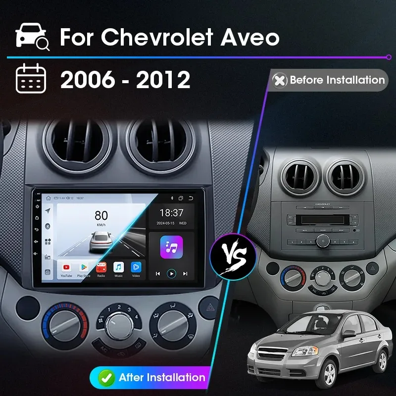 Srnubi Radio de coche para Chevrolet Aveo 2006 2007 2008 2009 2010 2011 2012 2din Android Carplay Multimidia reproductor de vídeo unidad principal 2