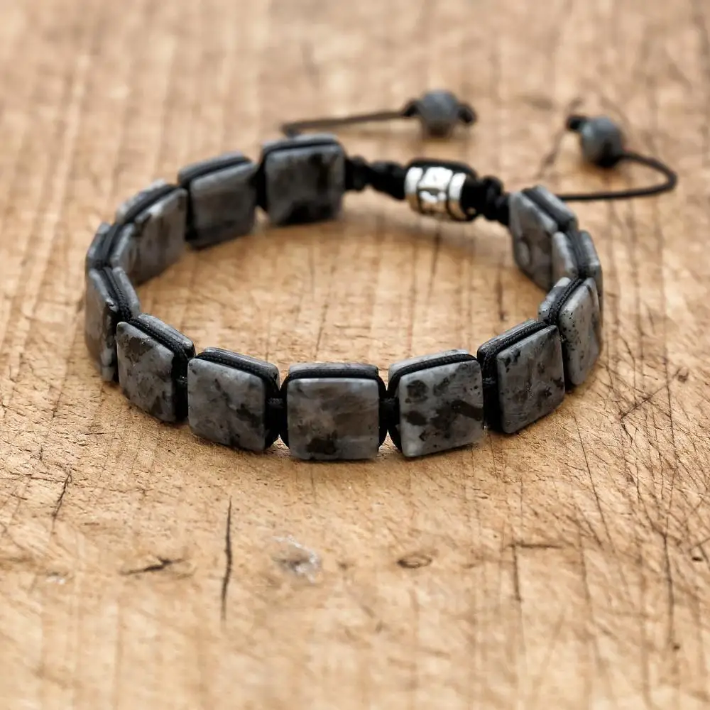 10MM Square Labradorite Natural Stone Braided Bracelet bangle bracelet stone bracelet Bohemia Punk Macrame Man Women Friendship Charm Bracelet Bangle Jewelry