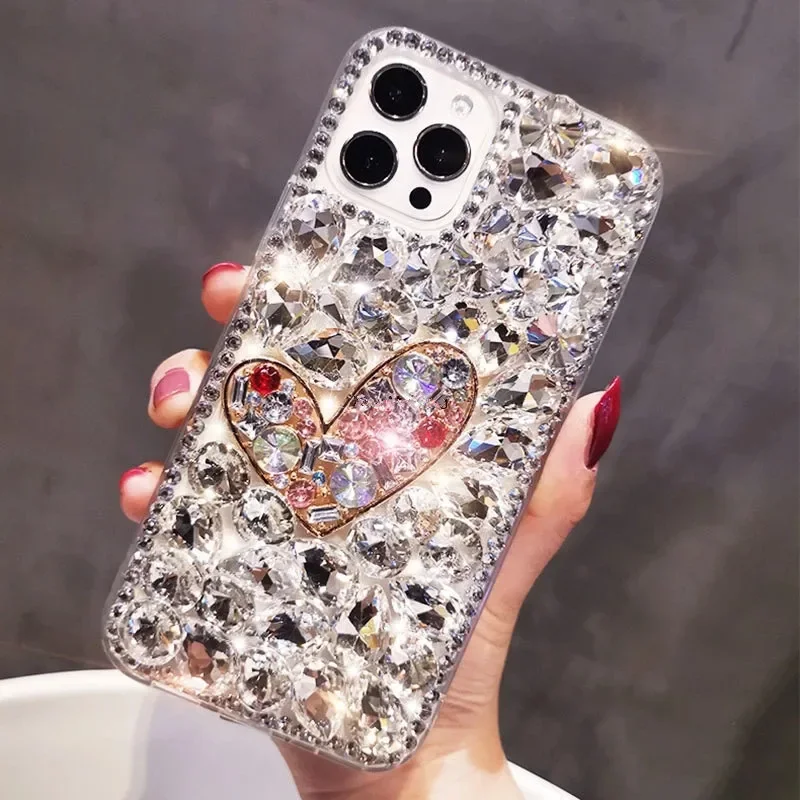 Bling Colorful Love Diamond Phone Case Cover Rhinestone For Samsung A35 A55 A22 A32 5G A52 A71 4G A51 A72 A73 A53 A33