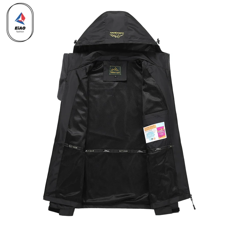 ​Men Waterproof Hiking Jacket Large Size Windproof Windbreaker Outdoor Camping Hunting Running Sports Coat Thermal Quick Dry​