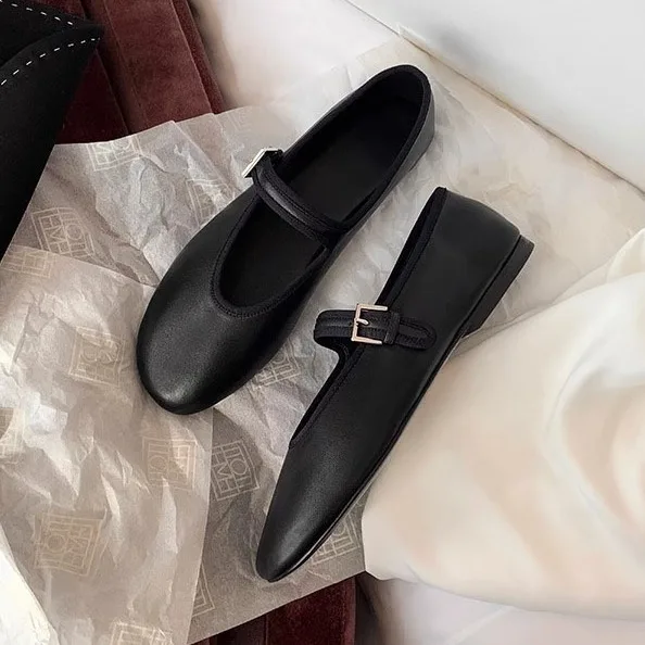 

Summer Shoes Ladies Female Moccasin Dress Flats Women Round Toe Shallow Mouth Casual Sneaker 2024 Genuine Leather New Retro Soli