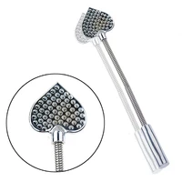 32CM Heart-Shaped Riding Crop Stainless Steel Horse whip，Spike Pain Paddle, Bendable Spank Paddle 1