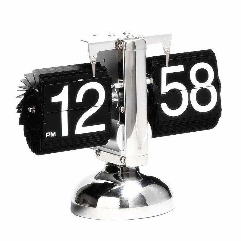 European Creative Flip Down Page Desk Clocks Retro Flip Table Clock Stainless Steel Mechanical Automatic Clock Home Decor digital clock table clock digital desk clock digital table clock flipping clock retro desk clock