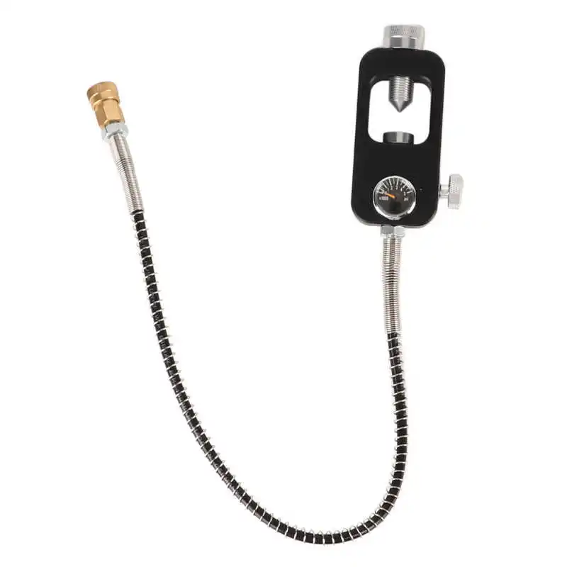 Diving Tank Refill Adapter with Gauge Hose Aluminium Alloy Durable