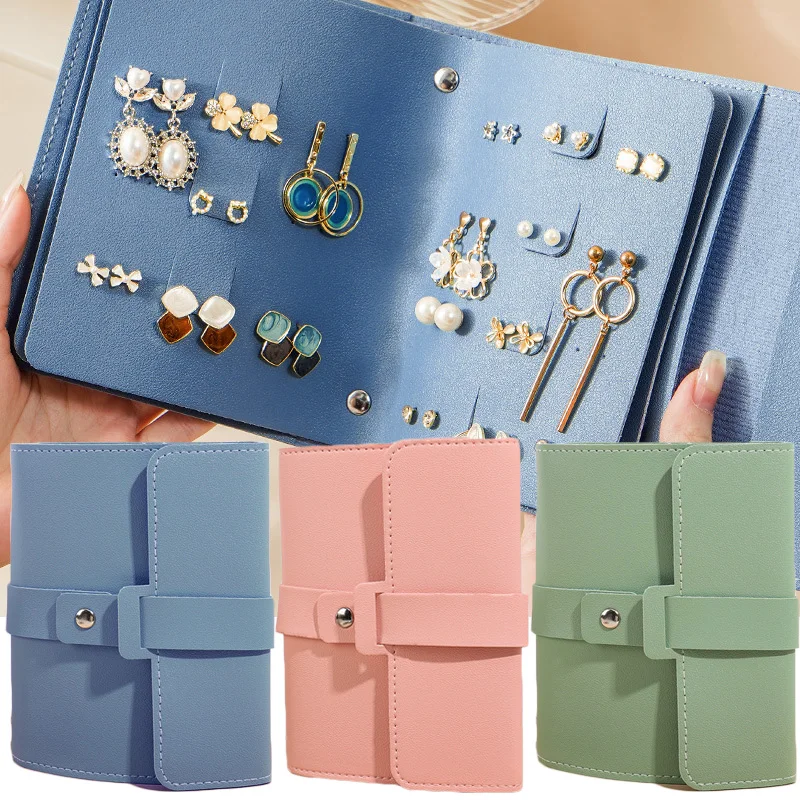 

42 Pairs Earrings PU Organizer Album Luxury Leather Portable Ear Studs Holder Storage Bag Earring Book Travel Jewelry Case Box