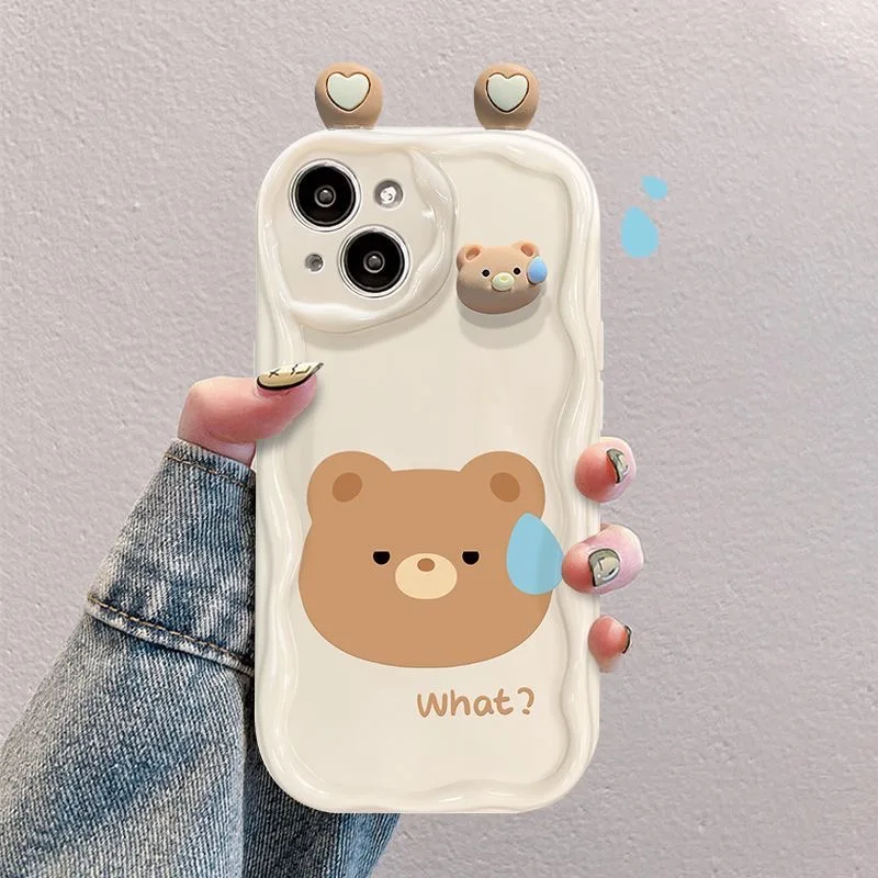 Cute Cartoon Ear Wave Soft Phone Case - What Sweat Bear Design